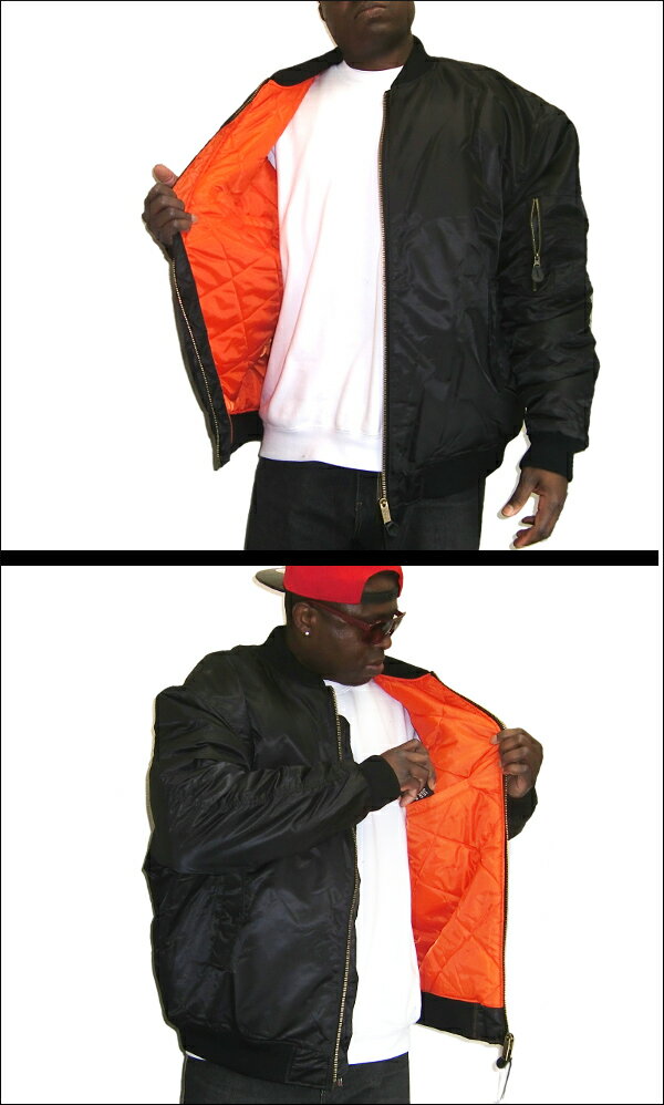 【129】PRO CLUB 2WAY FLIGHT JACKET　(プロクラブ) ma-1『全2色』フライトジャケット (S〜7XL)プロクラブアウター　プロクラブフライトジャケット　PROCLUB 無地アウター　インナーキルティング　メンズ 大きいサイズ ジャンパー LL 2L 3L 4L 5L 7L