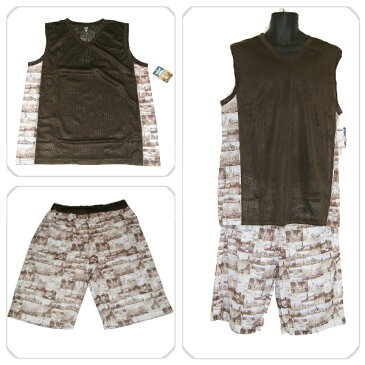 HENRY & WILLIAM (H&W) メンズ セットアップノースリーブ【セットアップ】 小さいサイズ 大きいサイズメンズ半袖半ズボン セットアップタンクトップセット メッシュセットアップ上下 メンズ上下 メンズ バスケー ジャージ L LL 3L 4L 5L