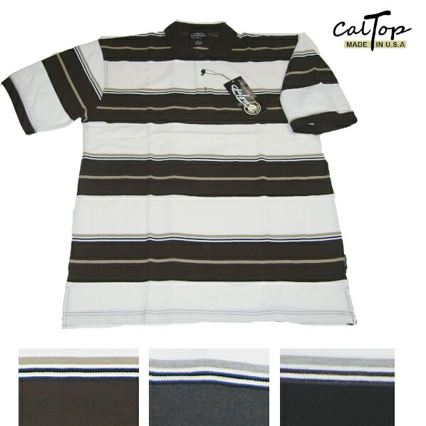 【あす楽】CALTOP[カルトップ] 【185】【全3色】ボーダーポロシャツ[3XL〜5XL【S〜2XL】もあります]caltop キャルトップ　カールトップ　大きいサイズメンズ POLO SHIRT(ポロシャツ)サイズM L XL XXL 3L 4L 5L 6L 7L 10L