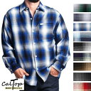 #2000L/S CalTop チェック柄 L/Sシャツ オールドスクール　[カルトップ]　チェックシャツ　【全9色】 キャルトップ シャツ プレイド 長袖 メキシカン チカーノ ギャング ローライダー メンズ 大きいサイズ シャツ S M L LL 2L 3L 4L 5L