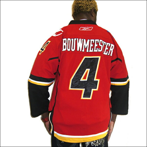 CALGARY FLAMES (カルガリーフレーム) replica アイスホッケーシャツ #4【BOUWMEESTER】アイスホッケー　ゲームシャツ 大きいサイズメンズ　メンズ大きいTシャツ　ヒップホップ衣装　ダンス　衣装　ジャージ