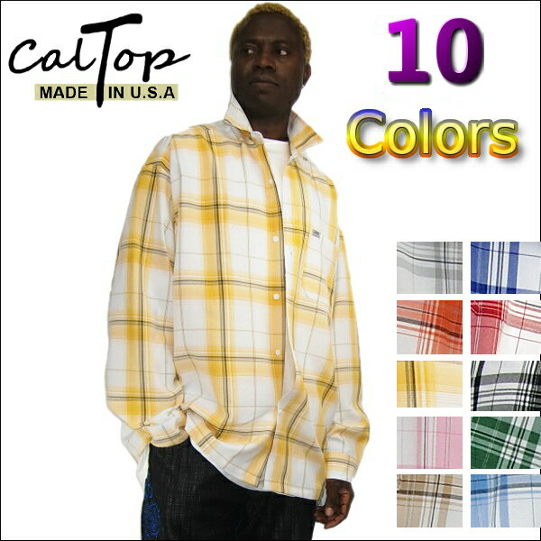 【あす楽】CalTop チェック柄 L/Sシャツ　[カルトップ]　【全10色】チェックシャツ キャルトップ シャツ カルトップ 長袖 チェックシャツ メキシカン チカーノ ギャング ローライダー メンズ 大きいサイズ シャツ LL 2L 3L 4L 5L6L7L8L9L10L11L12