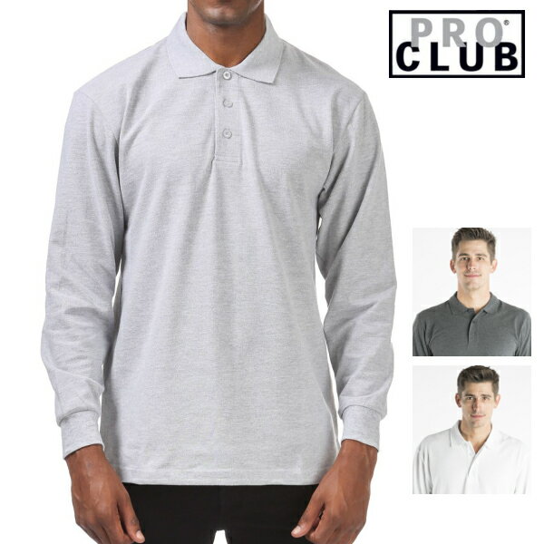 【127】PRO CLUB プロクラブ 【全3色】 [あす楽]PROCLUB LONG SLEEVE POLO SHIRT ポロシャツ 長袖無地 ポロシャツ ボタン付きポロ 襟付き 大きいサイズメンズ メンズ無地ポロシャツ 無地ポロ …