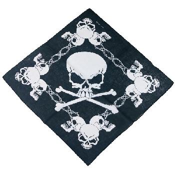 Bandana-Black Paisley Skulls & Barbed Wire [Large Skull in Center] ɥ...