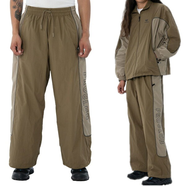 Rakuten - 【03PC0503】PRO CLUB　COMFORT WIDE TRACK PANT(プロクラブ) ナイロン ロング パンツスポーツウエアーヒップホップ衣装　ダンス　衣装【S〜3XL】　Pro club PROCLUBナイロンパンツ　シャカシャカパンツ メンズ 大きいサイズ LL 2L 3L 4L 5L 7L