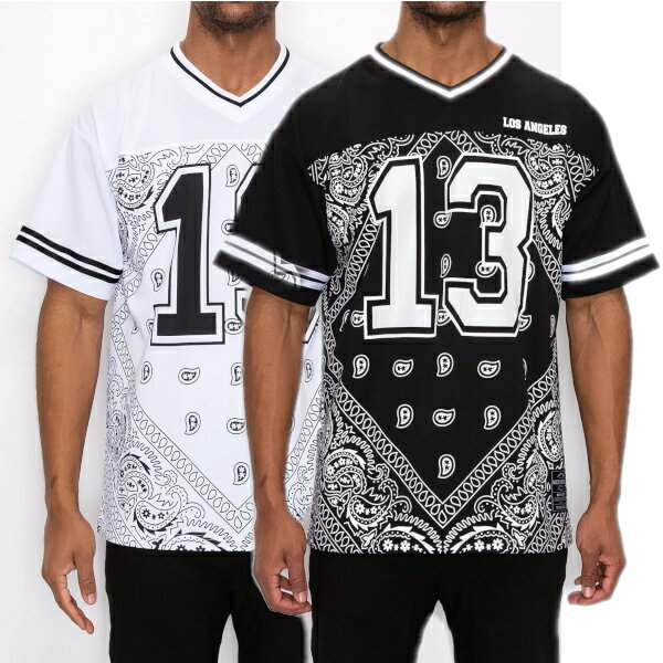 Rakuten - VICTORIOUS #13 BANDANA FOOTBALL SHIRTS【あす楽】ペイスリー柄フットボールシャツ　ジャージ バンダナ　フットボールシャツ　シャツ　メンズ　ゲームシャツ大きいサイズ　スポーツウエア　スポーツウエアLOS ANGELES【ジャージー/シャツ】