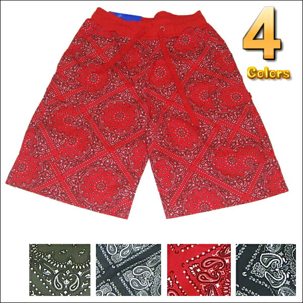 全4色 PRO DAYA BANDANA CARGO SHORTS(プロダヤ) バンダナ カーゴショーツ ペイスリー ショートパンツ バックポケット付き カーゴパンツ カーゴショートパンツ パンツ ペイスリーパンツ バンダナ柄 メンズ 大きいサイズ L〜4XL