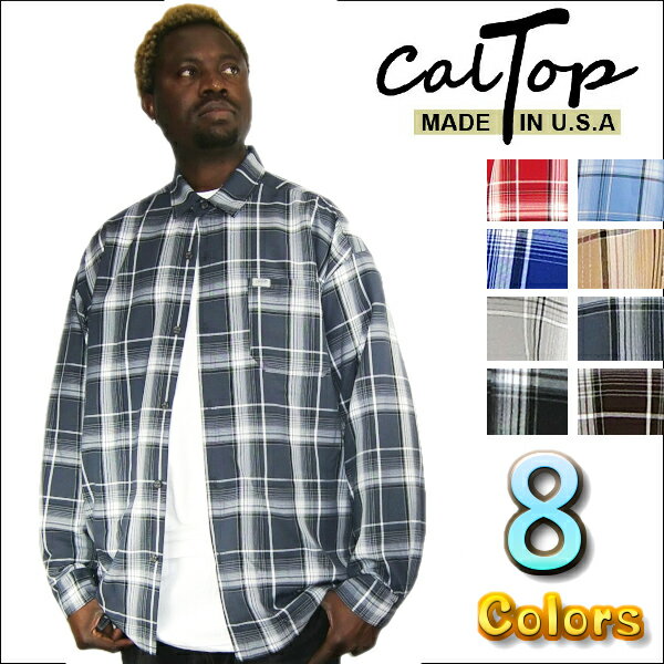 【あす楽】【2枚で送料無料】CalTop チェック柄 L/Sシャツ　[カルトップ]　S〜5XL【Made in USA】【全8色】チェックシャツ キャルトップ シャツ カルトップ 長袖 チェックシャツ メキシカン チカーノ ギャング ローライダー メンズ 大きいサイズ シャツ LL 2L 3L 4L 5L