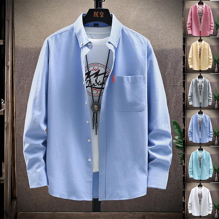 Rakuten - シャツ メンズ 長袖シャツ カジュアルシャツ 開襟シャツ トップス ビジネス お兄系 無地 秋服
