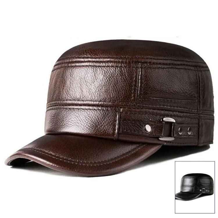 乐天商城 - 牛革 野球帽　ワークキャップ　本革 レザー LEATHER キャスケット　帽子　メンズ　レザー帽子　メンズキャップ　防寒　暖かい　春秋冬　ゴルフ 耳あて付き