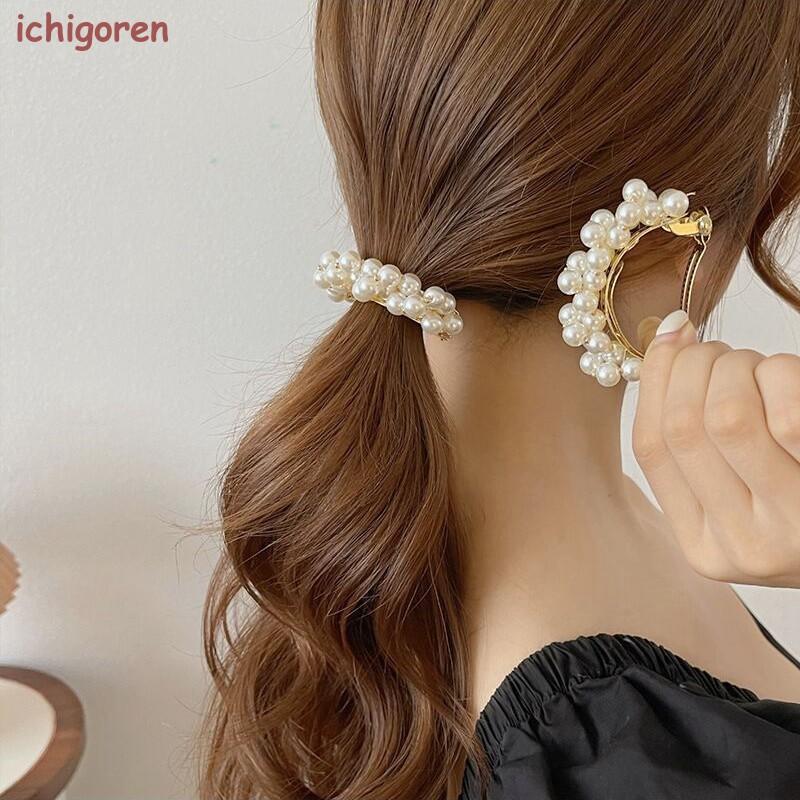 乐天商城 - バレッタ 小さめ 韓国 パール ヘアアクセサリー かわいい シンプル 韓国ファッション ホワイト ゴールド