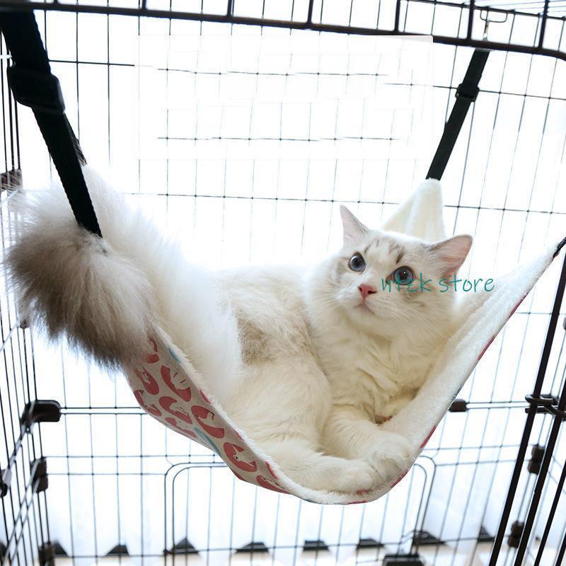 猫用ハンモック 吊り下げ ハンモッグ ベッド 寝具 フック付き 大きめサイズ かわいい ケージ用 猫グッズ 猫用 小動物 春 夏 秋 冬 ペット用品