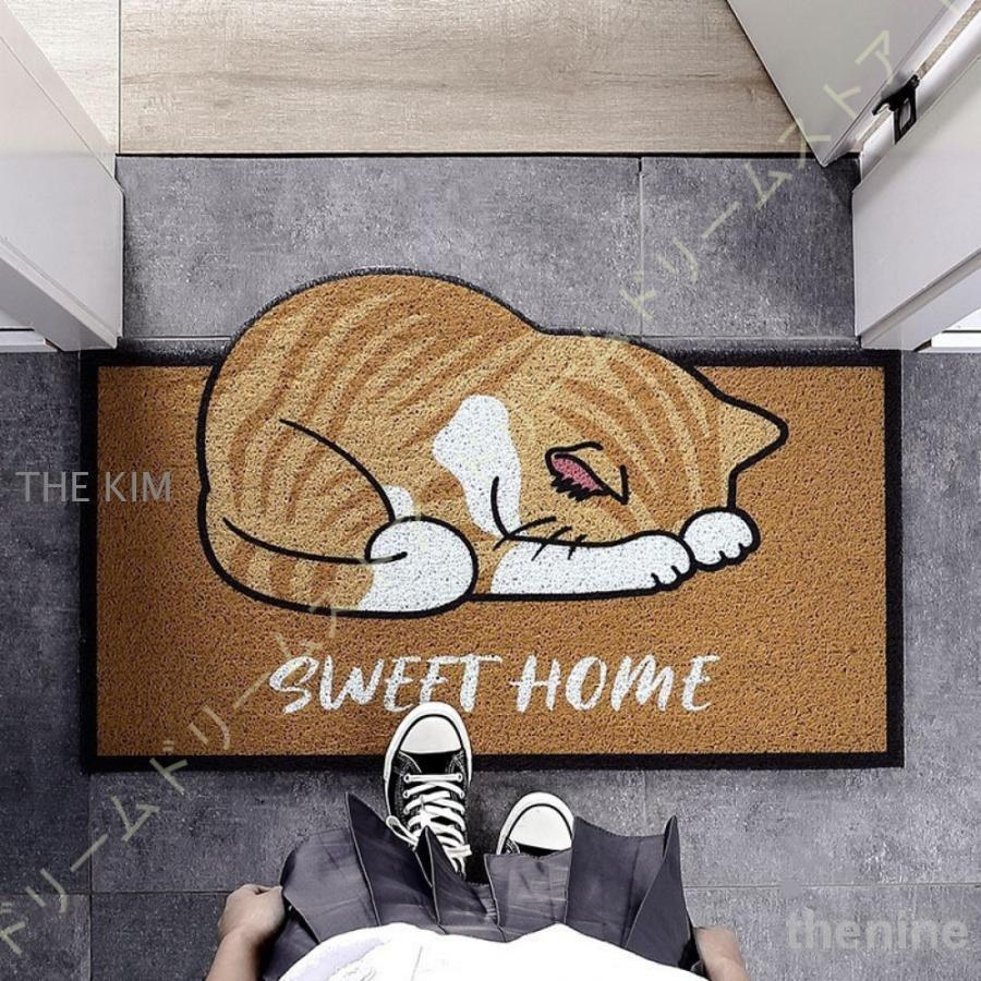乐天商城 - 玄関マット 外用 ドアマット 猫 屋内マット かわいい 泥落としマット 滑り止め マット 屋内 洗面所マット 屋外 キッチンマット 薄型 バスマット 吸水 速乾