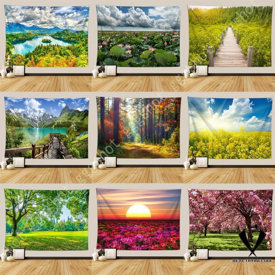 森の光 タペストリー 木 自然風景 大判 壁掛け 風景画タペストリー 新緑の並木 多機能壁掛け モダンなアート 布ポスター 模様替え 部屋 窓 カーテン 新居祝い