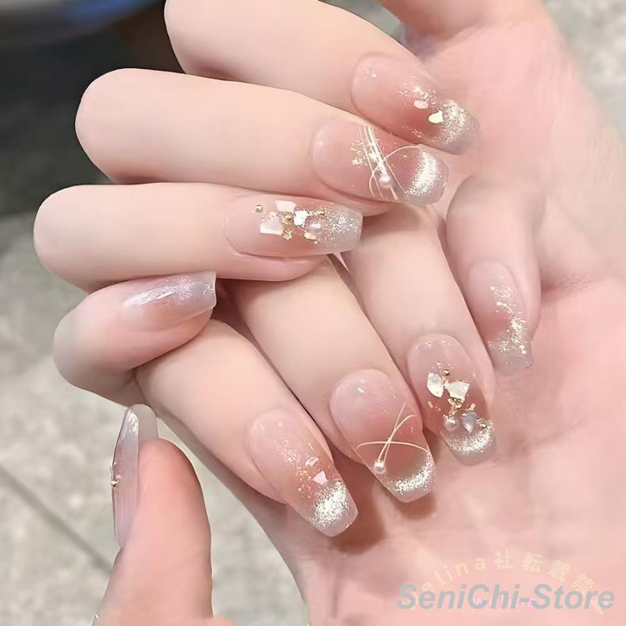 ネイルチップ貼るだけ付け爪ショートネイルアートセルフネイルジェル結婚式披露宴成人式おしゃれネイルシール簡単セルフネイル
