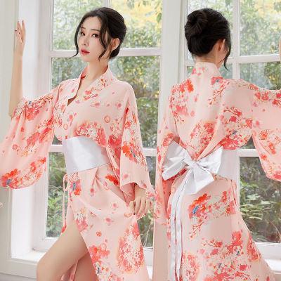 Rakuten - パジャマ レディース 浴衣 ランジェリー セクシー ロング シフォン ワンピース シースルー ルームウェア 花柄 和風 前開き 和服 下着 女性 夏 新作
