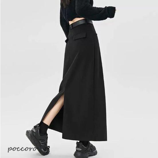 Rakuten - ロングスカート スリット スカート レディース ロング バックスリット ストレート ハイウエスト
