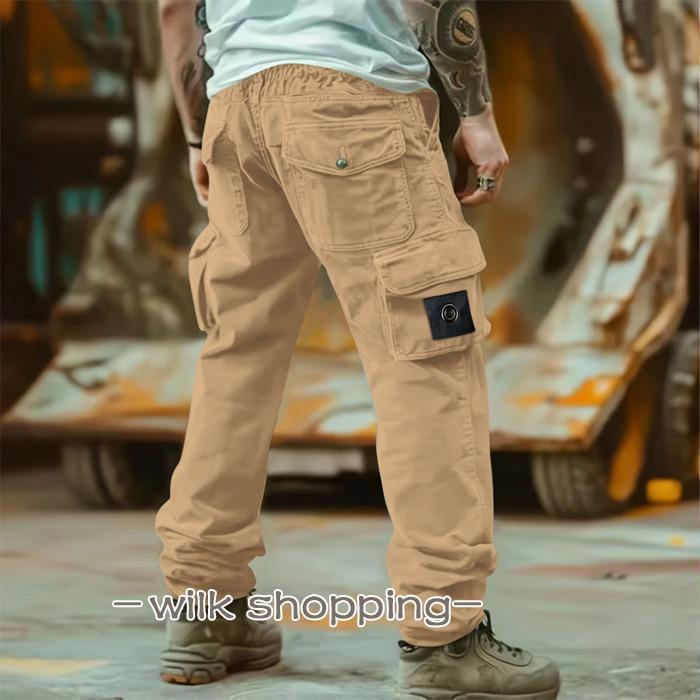 乐天商城 - カーゴパンツ メンズ カーゴ ワーク ウエストゴム ミリタリーパンツ 太めシルエット パンツ ボトムス ストレートパンツ