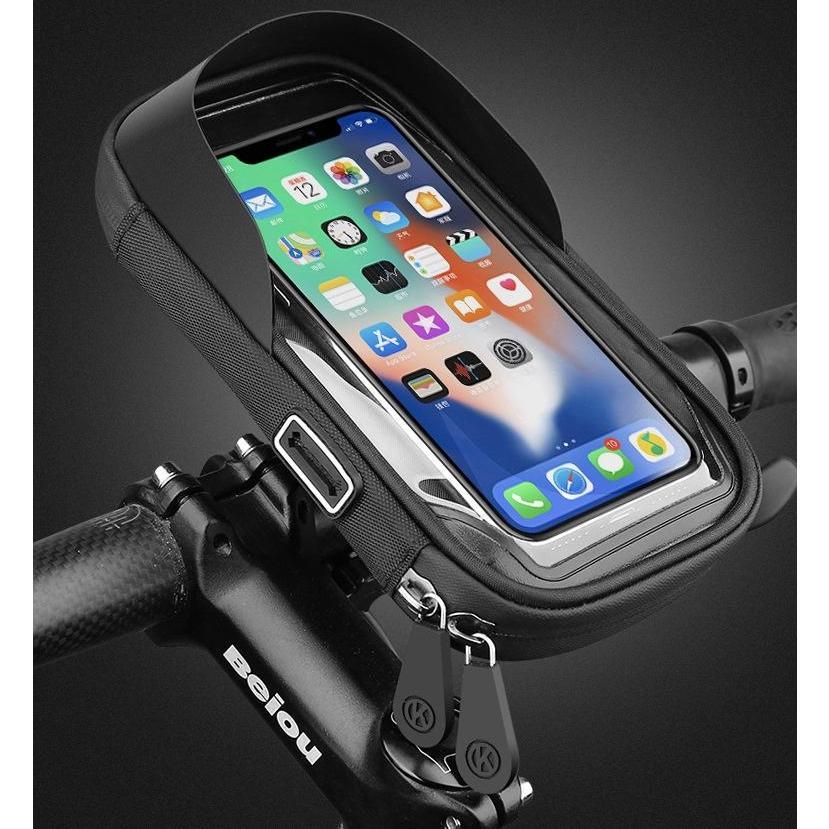 Rakuten - スマホホルダー 自転車用 ロード バイク 携帯 ケース 360°回転 iphone メンズ 防水 防塵 防振 サイクル 雨対策 ステム