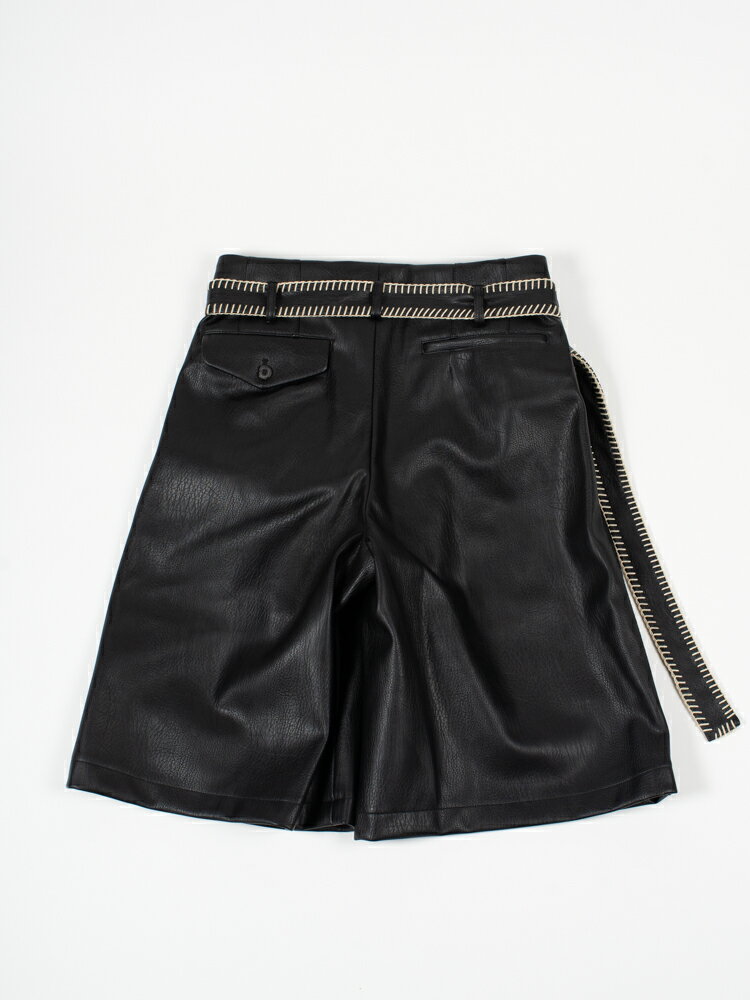 【MAHITO MOTOYOSHI】マヒトモトヨシ Faux leather half pants フェイクレザーハーフパンツ ブラック 日本ブランドコレクション デザイナーズブランド 正規取扱い店 通販 モード系ドメスティックブランド