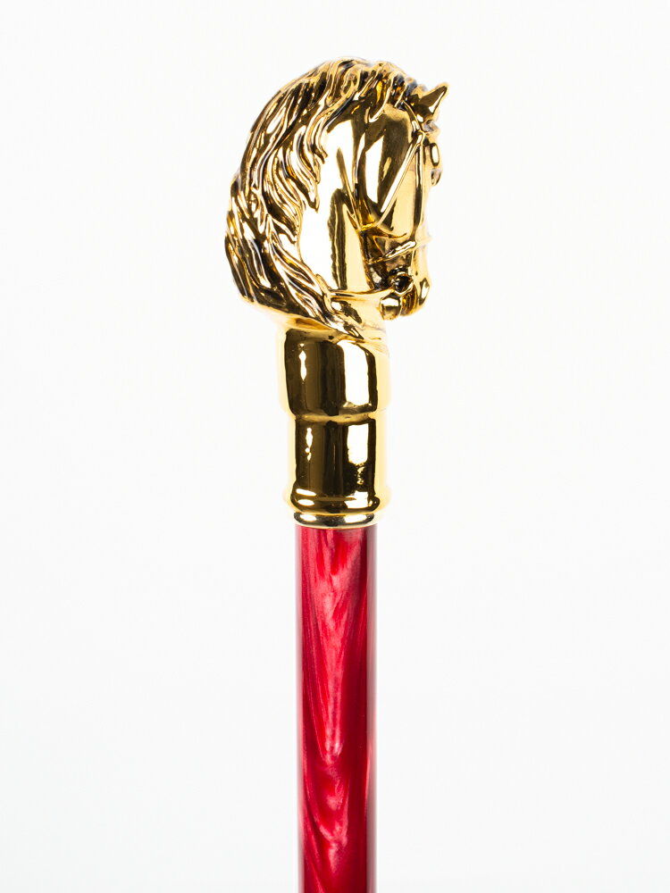 ��Pasotti�ۥѥ��åƥ� BLACK SPUARE PATTERN UMBRELLA WITH HORSE AND RED HANDLE �� �� �� ������� �� ��� Ĺ�� ��ޯ�� �����ꥢ��󥺤������ ���쥬��� ����