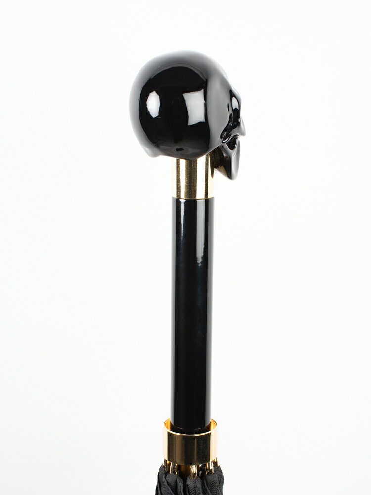 ��Pasotti�ۥѥ��åƥ� BLACK OXFORD UMBRELLA WITH BLACK SKULL HANDLE �� �����֥�å������� ��� Ĺ�� ��ޯ�� �����ꥢ��󥺤������ ���쥬��� ���� ���å�