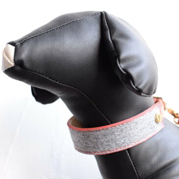 【BABA PARIS】 ババ パリ CAROLINE collar & leash コーラルオレンジ×グレー 首輪