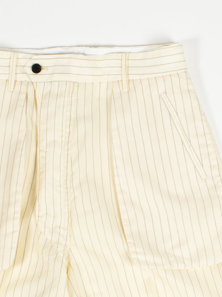  ジョンメイソンスミス WASHED CUPRO STRIPE INSIDE OUT TROUSERS WHITE STRIPE ウォッシュドキュプラストライプインサイドアウトトラウザーズ スラックス パンツ