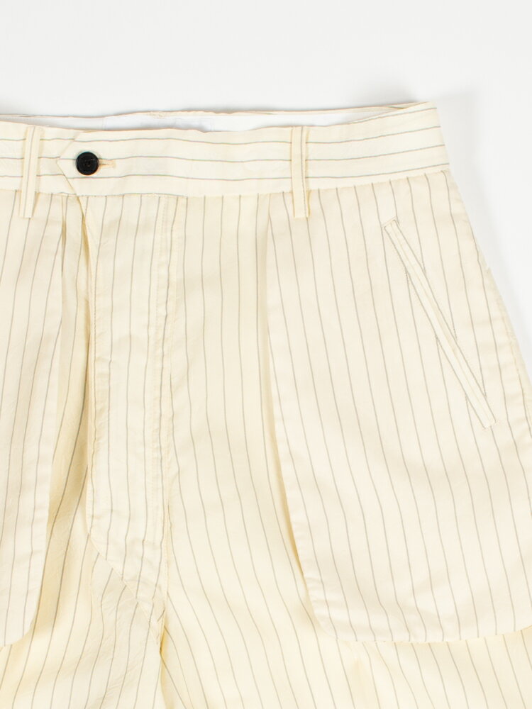 【JOHN MASON SMITH】 ジョンメイソンスミス WASHED CUPRO STRIPE INSIDE OUT TROUSERS WHITE STRIPE ウォッシュドキュプラストライプインサイドアウトトラウザーズ スラックス パンツ