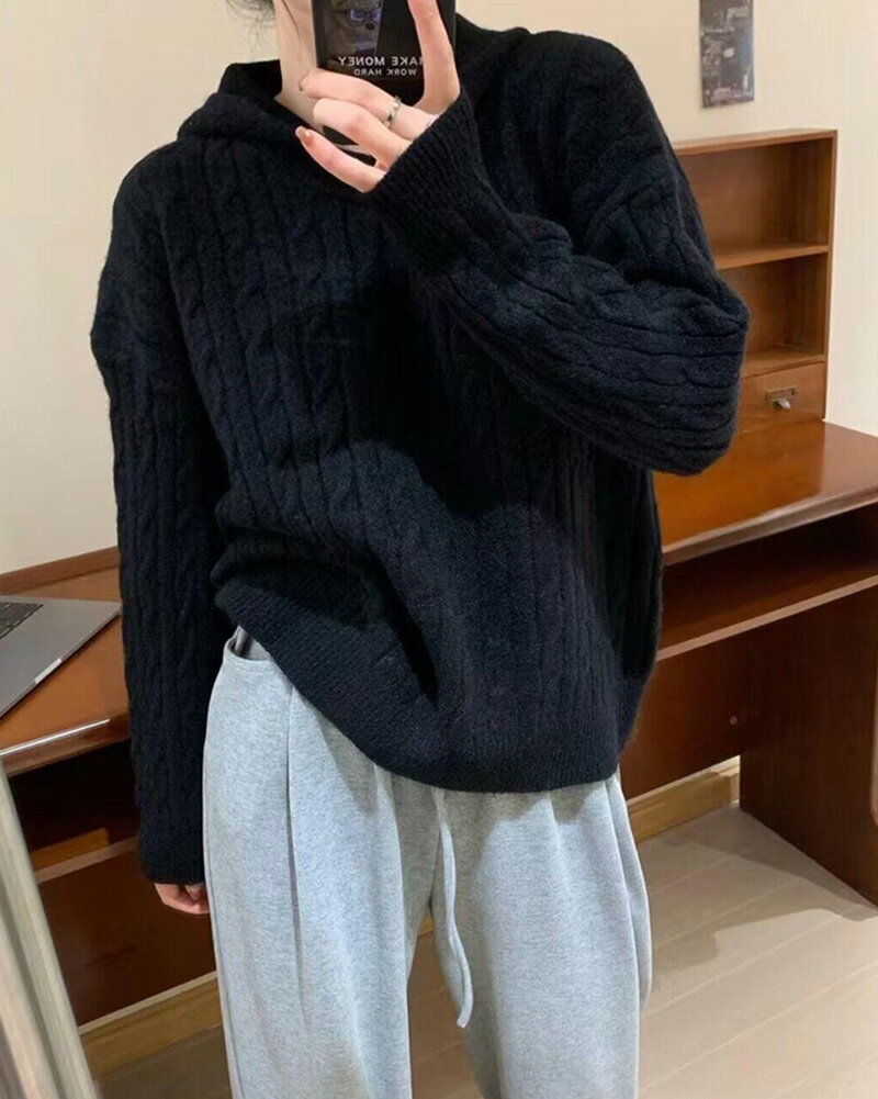 ニット フード付き レーディス トップス ケー...の紹介画像2