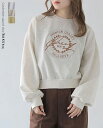 ≪送料無料≫スウェットロゴ 刺繍 トレーナー 春夏 Tシャツ 長袖 ショット丈 シンプル 大人カジュアル made in korea