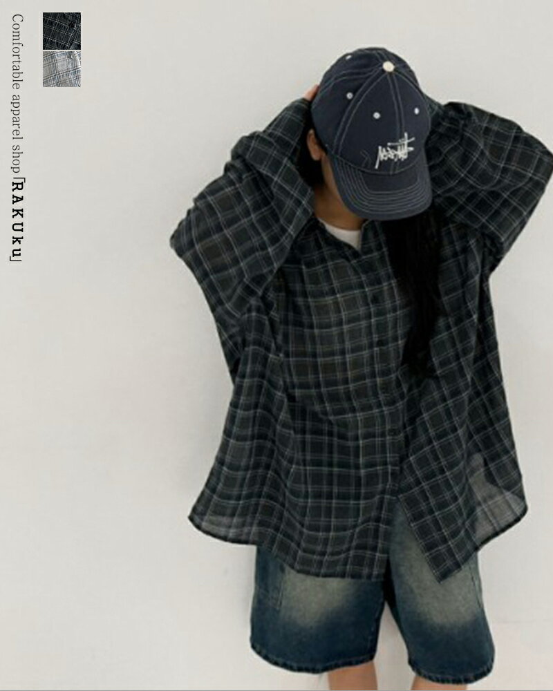 Rakuten - 【2color】 ルーズチェックオーバーシャツ 長袖 韓国ファッション madeinkorea