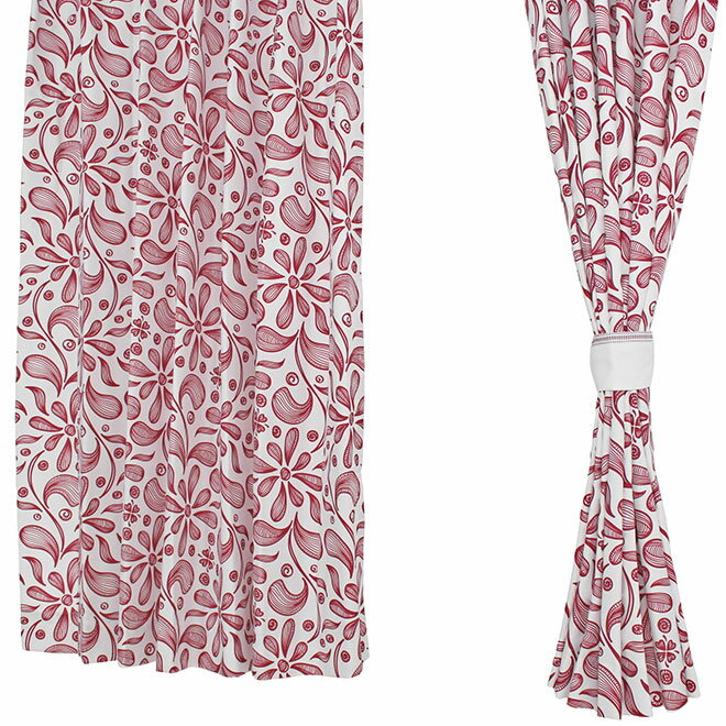 【ポイント10倍! 27日1:59まで】Shyness シャイネスドレープカーテン ブリス レッド 100×135cm KY1876RE-CT-135 北欧