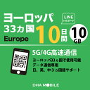 ヨーロッパ eSIM 33ヵ国周遊 10日間 10GB(超えると低速128kbps) プリペイドsim 各国大手キャリア 5G/4G回線 データ通信専用 esim対応simフリー端末のみ対応 トルコ イギリス イタリア フランス スペイン ドイツ