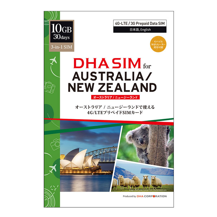 DHA SIM for AUSTRALIA/NEW ZEALAND ץڥsim sim ȥꥢ / ˥塼 10GB 30 4G / LTE 3in1 sim ( ɸ / Micro / Nano ) simԥ Wifi롼Ѳ ƥѲ