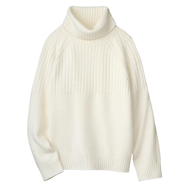 loin. ホワイト　コットンニットセーター ZIP FIVE -White Line- セーター ニット 「White Line」 リラックス