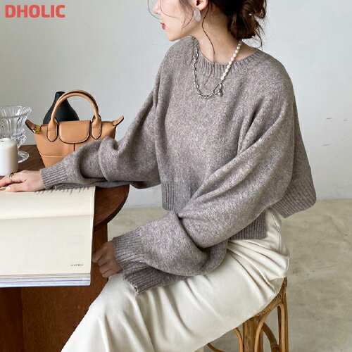 ラグランクロップドニット