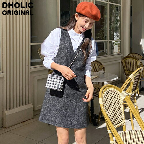 ウール混ノースリミニワンピース