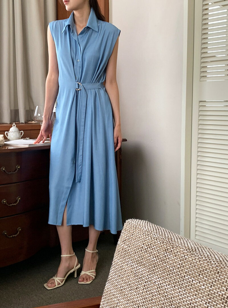 ops レディース 韓国ファッション シャツワンピース ノースリーブ ロングワンピース ラップ風 楽ちん シック 上品 フェミニン 大人 カジュアル オフィス オケージョン お出かけ 春 夏 d53b27 BADA