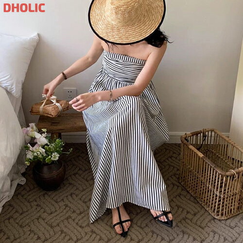 [マラソンSALE][0620NEW] ops ノースリーブ ロングワンピース チューブトップ フレア ストライプ 楽ちん プチプラセクシー ラブリー ガーリー カジュアル デート バカンス 旅行 トラベル 夏 V90002 IPUMUのサムネイル
