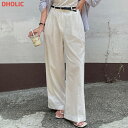 pt レディース 韓国ファッション スラックス ロングパンツ ワイドパンツ 綿 コットン ベルトセット 無地 楽ちん ゆったり シンプル シック フェミニン カジュアル 大人 オフィス デイリー 着回し 春 夏 秋 SSLSOM