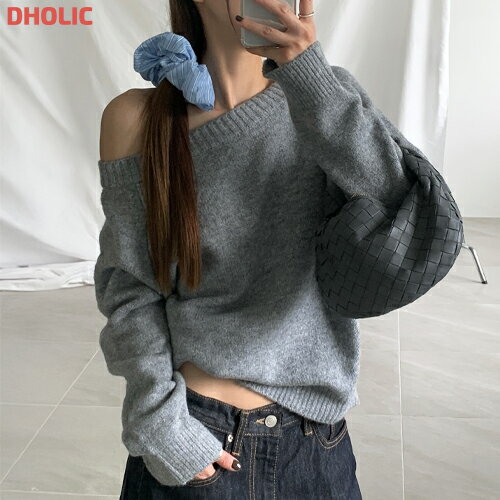 レディース 韓国ファッション トップス ニット クロップド 長袖 オフショル オフショルダー ボートネック 2way 伸縮性 プチプラ セクシー フェミニン カジュアル お出かけ デート 秋 冬 d61h25