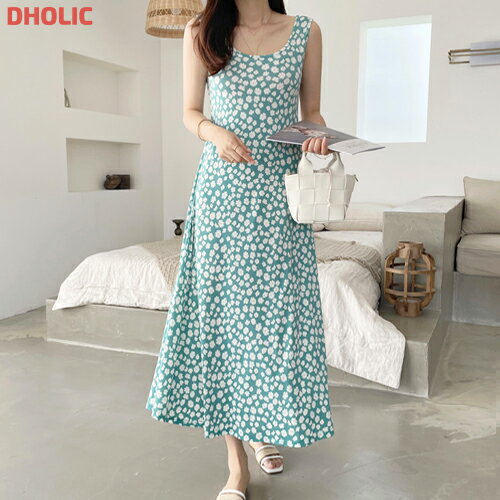 ops レディース 韓国ファッション ノースリーブ ロングワンピース フレア 伸びる 花柄 楽ちん プチプラ ガーリー フェミニン カジュアル お出かけ 夏 d65f06-1 dorg(4)