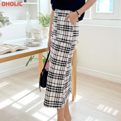 sk レディース 韓国ファッション ボトムス ロングスカート チェック 無地 スリム プチプラ フェミニン 大人 カジュアル オフィス オケージョン デイリー 着回し 春 夏 d65f06-1 dorgのサムネイル
