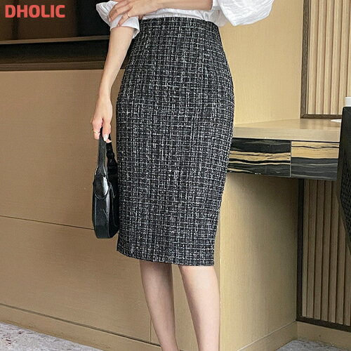 レディース 韓国ファッション ボトムス スカート ミディスカート 膝丈 ツイード ツイード調 スリム フェミニン 大人 オフィス デート 春 秋 冬 SSODE1