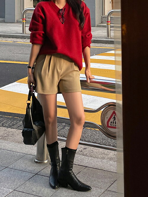レディース 韓国ファッション ボトムス ショートパンツ スラックス 3分丈 無地 ゆったり フェミニン カジュアル シンプル お出かけ 春 秋 SSLSOM 2