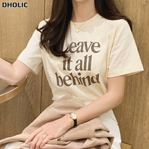 樂天商城 - レディース 韓国ファッション トップス Tシャツ カットソー クロップド 半袖 ラウンドネック レタリング ロゴ 綿 コットン 伸縮性 カジュアル フェミニン シンプル ベーシック デイリー 着回し SSCITY