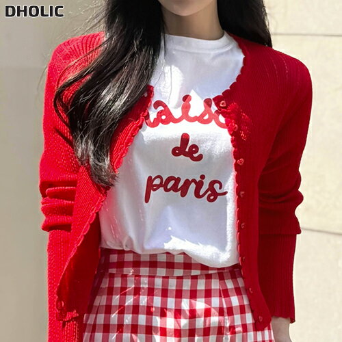 乐天商城 - レディース 韓国ファッション トップス Tシャツ カットソー クロップド 半袖 ラウンドネック レタリング 綿混 カジュアル フェミニン シンプル デイリー お出かけ 春 夏 SSBADD