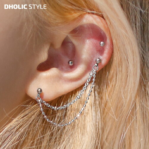 楽天DHOLIC STYLEダブルチェーンピアス（片耳用）・p171332 レディース 【acc】 韓国ファッション アクセサリー ジュエリー ピアス ピアシング レイヤード チェーン シルバー ボールド カジュアル 秋 春 STYLE