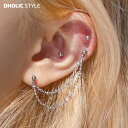 楽天DHOLIC STYLEダブルチェーンピアス（片耳用）・p171332 レディース 【acc】 韓国ファッション アクセサリー ジュエリー ピアス ピアシング レイヤード チェーン シルバー ボールド カジュアル 秋 春 STYLE